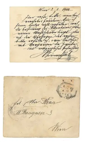 Eigenhändige Briefkarte mit reliefgeprägtem Wappen, mit Unterschrift. HOFMANNSTH