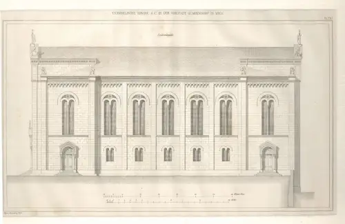 Evangelische Kirche A.C. in der Vorstadt Gumpendorf in Wien. Seitenfacade.