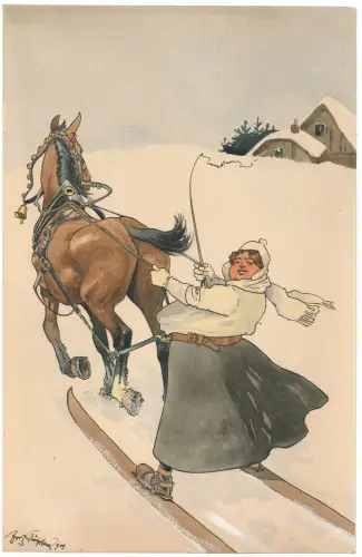 Skijöring mit Pferd. SCHÖNPFLUG, Fritz.