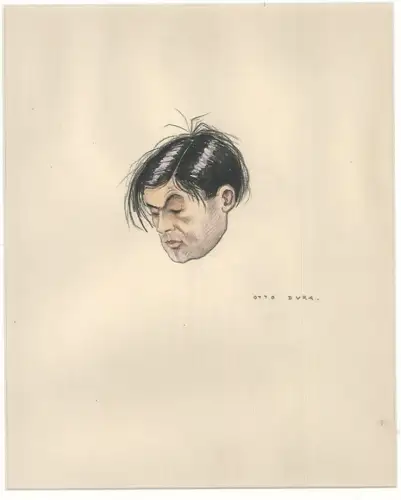 [Männerkopf mit schwarzem Haar]. DURA, Otto.