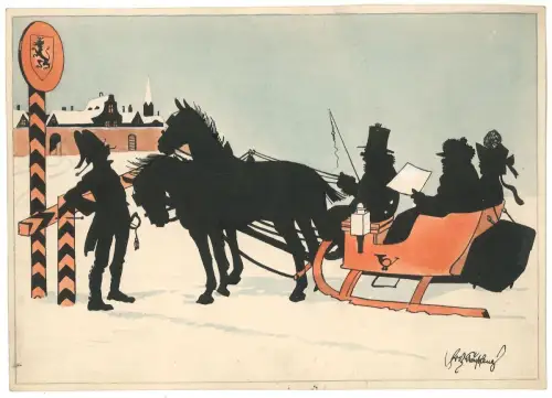 Schlitten im Schnee. SCHÖNPFLUG, Fritz.