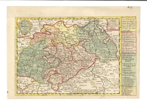 Neue Reise Charte durch Sachsen zu bequemen Gebrauch verfertiget. SCHREIBER, Joh