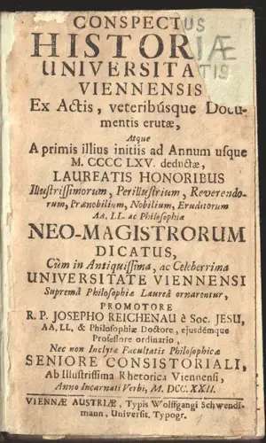 Conspectus Historiae Universitatis Viennensis ex actis veteribusque documentis e