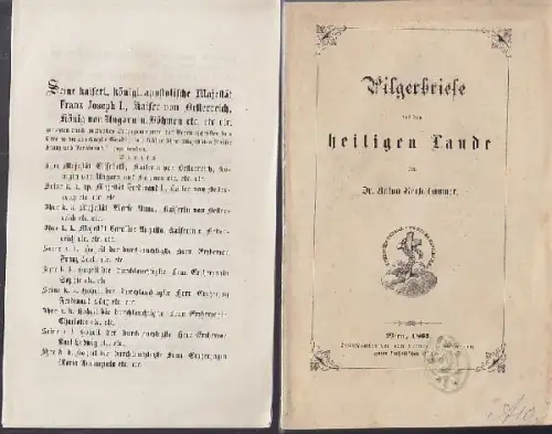 KERSCHBAUMER, Pilgerbriefe aus dem heiligen Lande. 1863