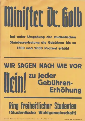 Minister Dr. Kolb hat unter Umgehung der studentischen Standesvertretung die Geb