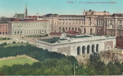 Wien I. K. k. Hofburg mit äußerem Burgtor.