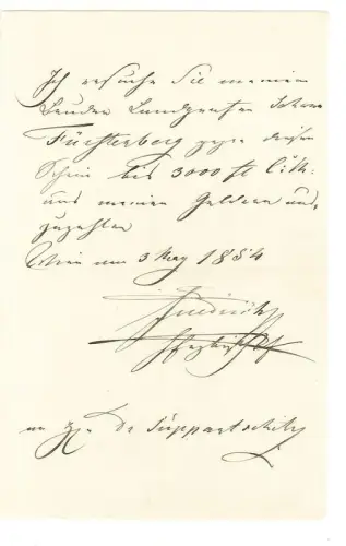 Eigenhändiger Brief. [FÜRSTENBERG] Friedrich, Erzbischof von Olmütz (181 1374-25