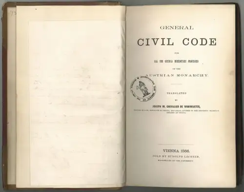 General civil code for all the german hereditary provinces of the Austrian Monar
