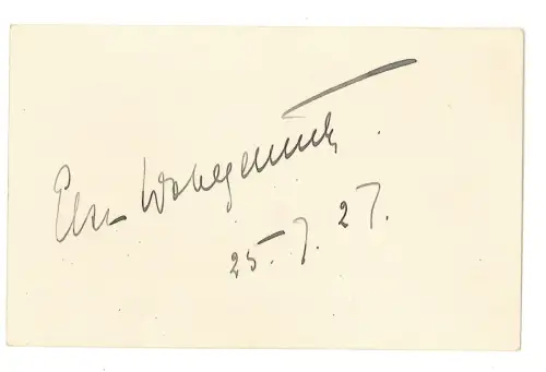 Eigenhändig signierte Karte. WOHLGEMUTH, Else, Schauspielerin (1881-1972).