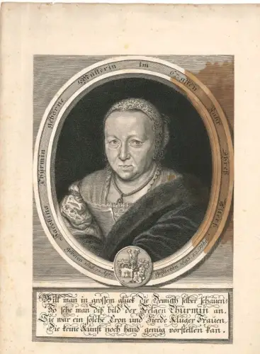 Jacobina Thürmin geborene Müllerin im 67. gsten Jahr Ihres Alters. Geboren 1626,