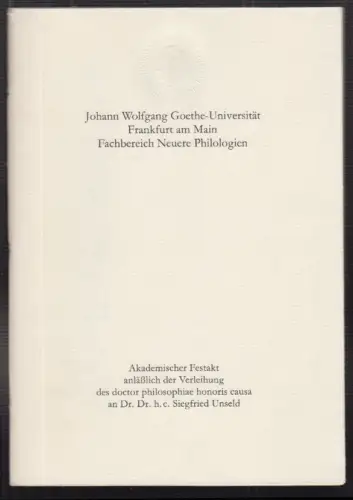 Akademischer Festakt anläßlich der Verleihung des doctor philosophiae honoris ca