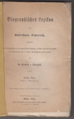 Biographisches Lexikon des Kaiserthums Oesterreich, enthaltend die Leben 2006-19