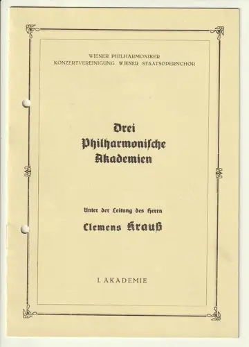 Eigenhänd. Unterschrift auf einem Programm der Wiener Philharmoniker Konzertvere