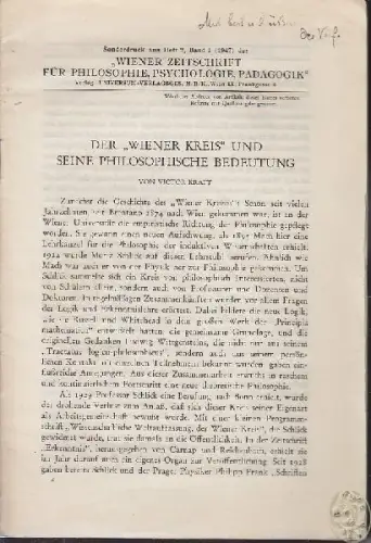 KRAFT, Der 'Wiener Kreis' und seine... 1947