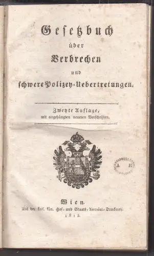 Gesetzbuch über Verbrechen und schwere Polizey-Uebertretungen. 0122-21