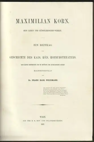 Maximilian Korn, sein Leben und künstlerisches Wirken. Ein Beitrag zur Geschicht