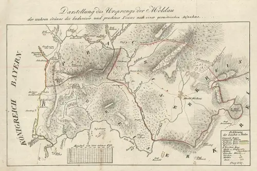 Darstellung des Ursprungs der Moldau der wahren Gränze des budweiser und prachin