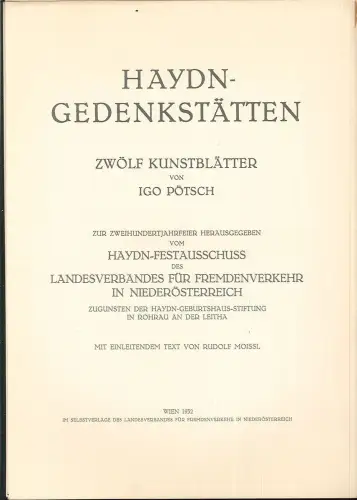 Haydn-Gedenkstätten. 12 Kunstblätter. Zur Zweihundertjahrfeier hrsg. v. Haydn-Fe