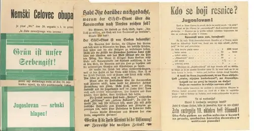 6 Fluglätter zur Volksabstimmung am 10. Oktober 1920 in Südkärnten. 1.: Wer fürc