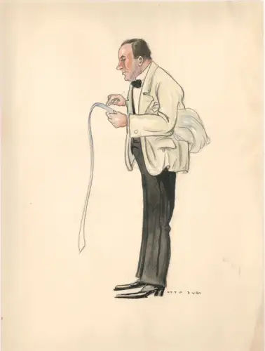 [Kellner mit Rechnung]. DURA, Otto.