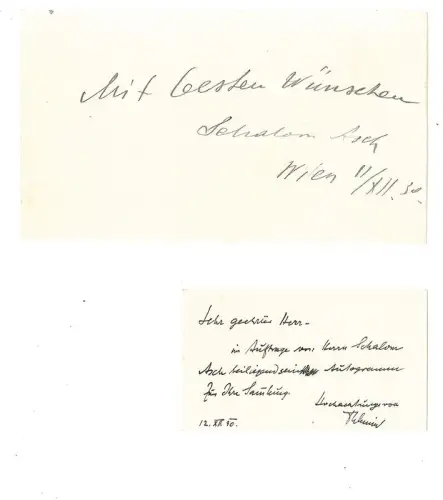 Eigenhändiges Autogramm. ASCH, Schalom, Schriftsteller (1880-1957).