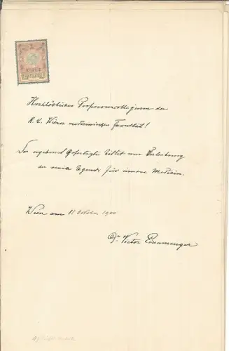 Hochlöbliches Professorencollegium der k.k. Wiener medicinischen  Facultät. Der 