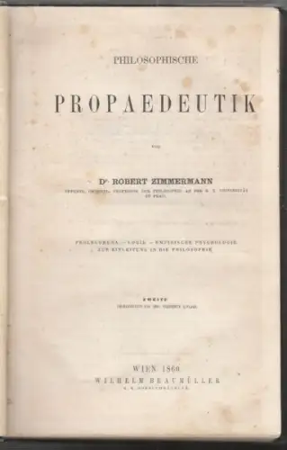 ZIMMERMANN, Philosophische Propaedeutik. 1860