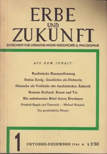 Erbe und Zukunft. Zeitschrift für Literatur... 1946