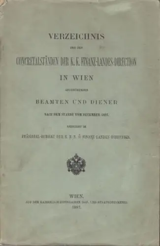 Verzeichnis der den Concretalständen der k. k.... 1897