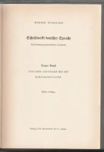 BURKHARD, Schriftwerke deutscher Sprache. Ein... 1951