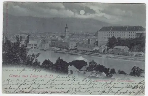 Gruss aus Linz a. d. D. Gesamtansicht mit... 1900