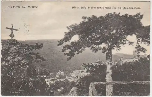 Baden bei Wien. Blick in's Helental und Ruine... 1908