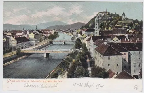 Graz mit Mur u. Schlossberg gegen Norden. 1890