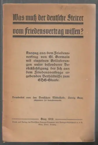 Was muß der Deutsche Steirer vom... 1919