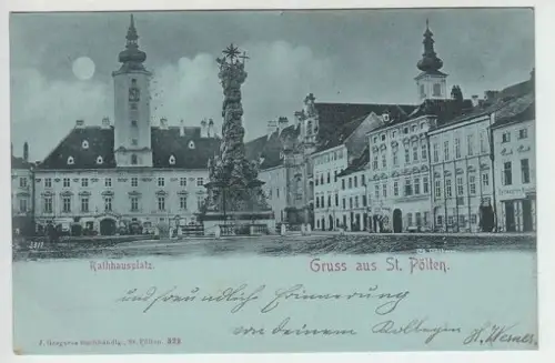 Gruss aus St. Pölten. Rathausplatz. 1890 0636-11