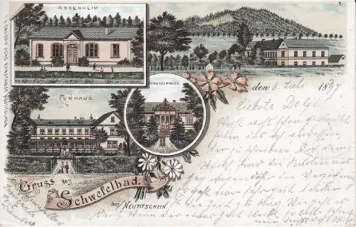 Gruss aus Schwefelbad bei Neutitschein. 1890