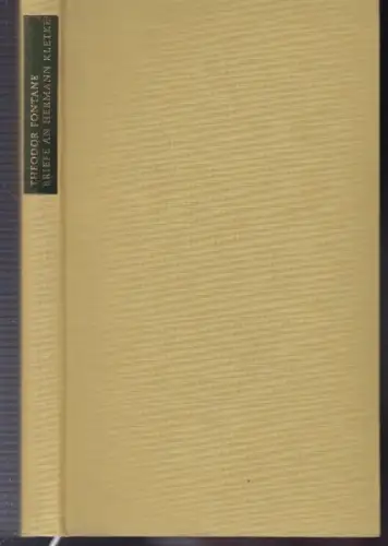 NÜRNBERGER, Theodor Fontane. Briefe an Hermann... 1969