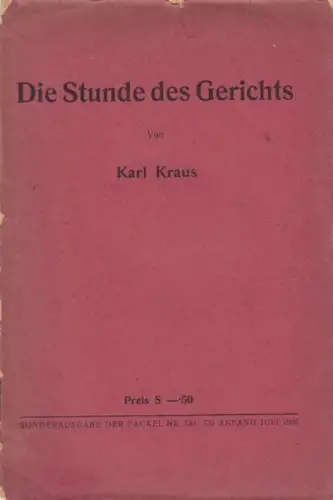 KRAUS, Die Stunde des Gerichts. 1926