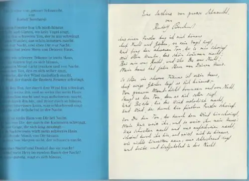 BORCHARDT, Eine Sestine von grosser Sehnsucht. 1977