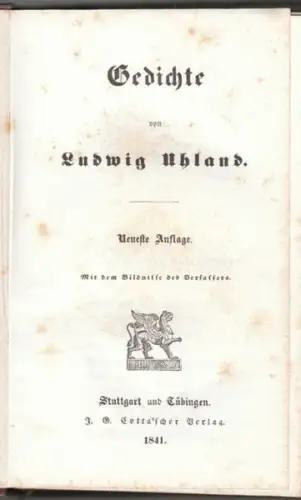 UHLAND, Gedichte. 1841
