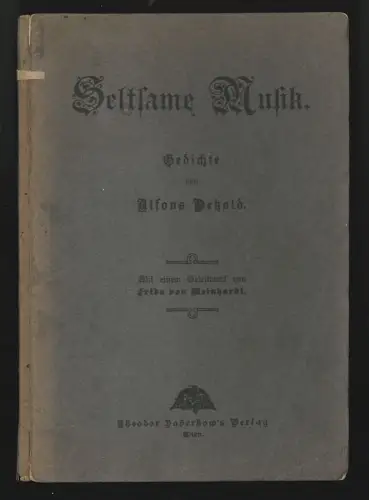 Seltsame Musik. Gedichte. PETZOLD, Alfons