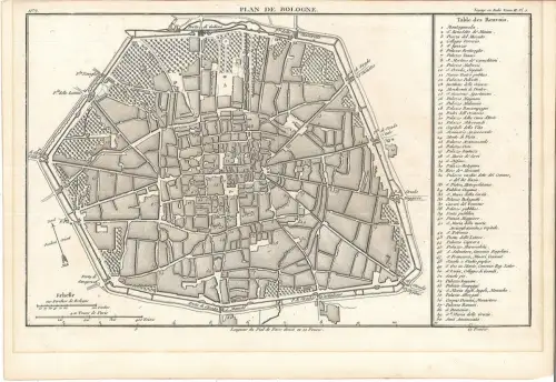 Plan de Bologne. [LALANDE, Joseph Jerome Le Francais de].