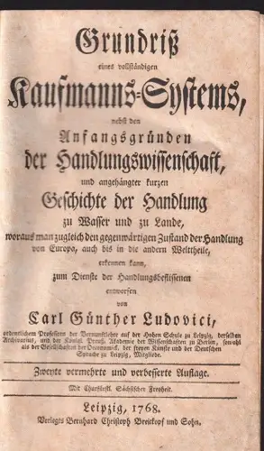 Grundriß eines vollständigen Kaufmanns-Systems, nebst den Anfangsgründen der Han