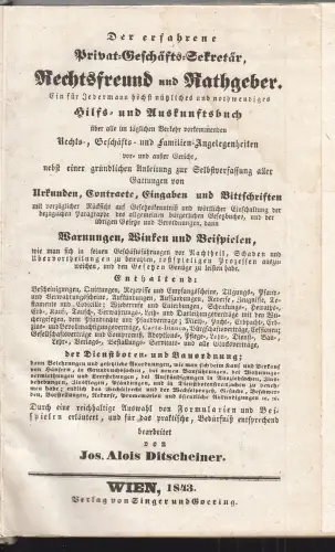 Der erfahrene Privat-Geschäfts-Sekretär, Rechtsfreund und Rathgeber : ein für je