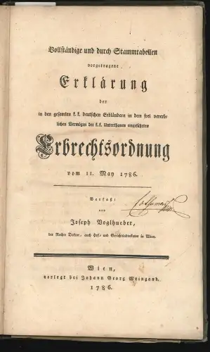 Vollständige und durch Stammtabellen vorgetragene Erklärung der in den gesamten 