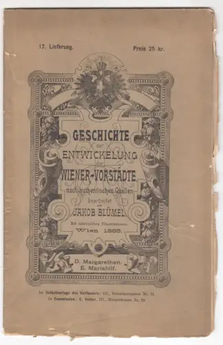 Geschichte der Entwicklung der Wiener Vorstädte. BLÜMEL, Jakob.