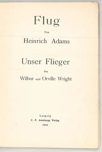 Flug. ADAMS, Heinrich.