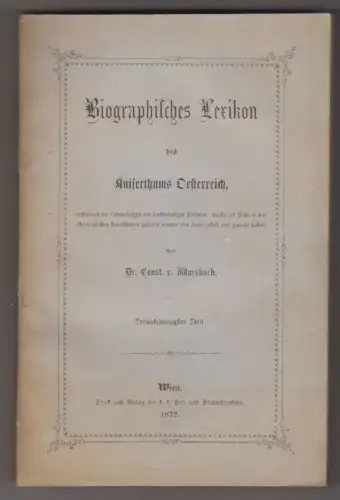 Biographisches Lexikon des Kaiserthums Oesterreich, enthaltend die Leben 2004-19