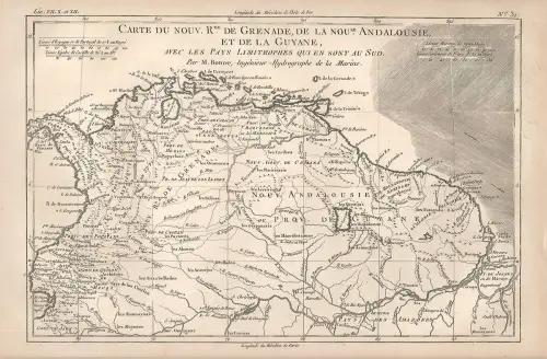 Carte du Nouv. Rme. de Grenade, de la Nou.le Andalousie, et de Guyane, avec les 