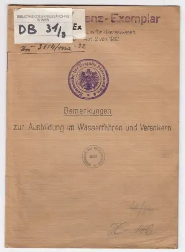 Bemerkungen zur Ausbildung im Wasserfahren und Verankern.